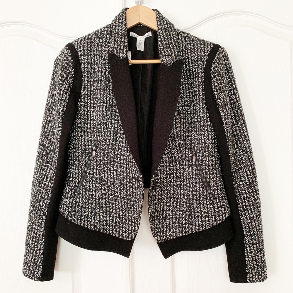 NWT Kenneth Cole Tweed & Ponte Jacket Blazer Sz 8